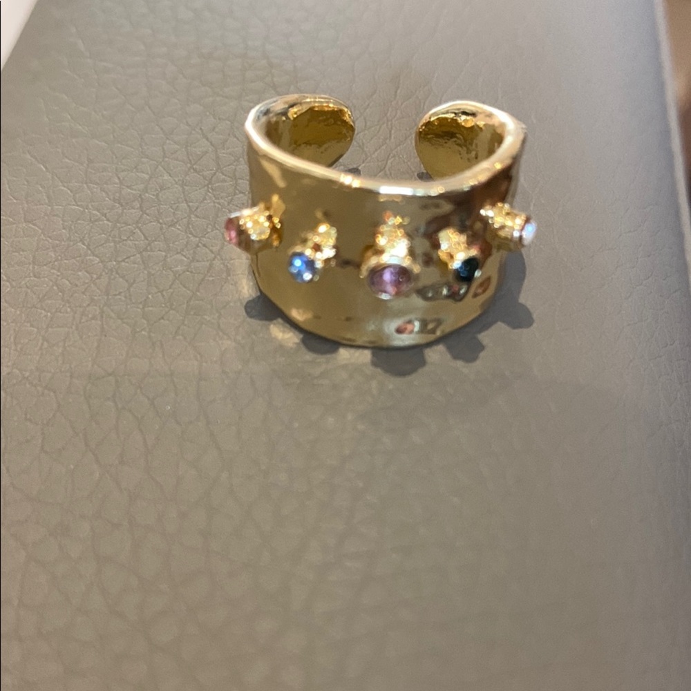 Gold Crown Ring with Multicolor Stones